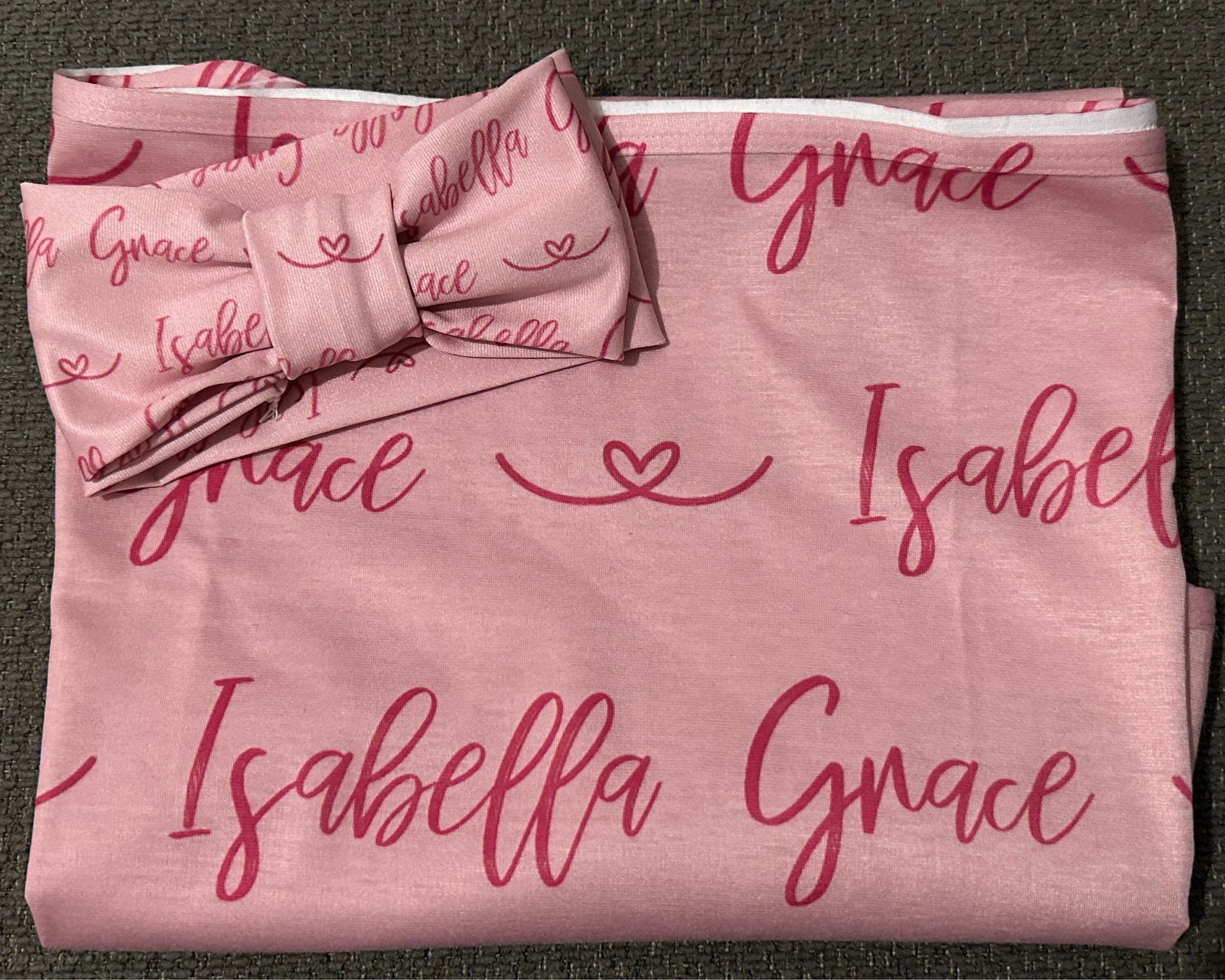 Custom Newborn Swaddle Set Knot Hat bow wrap beanie Personalized Boy