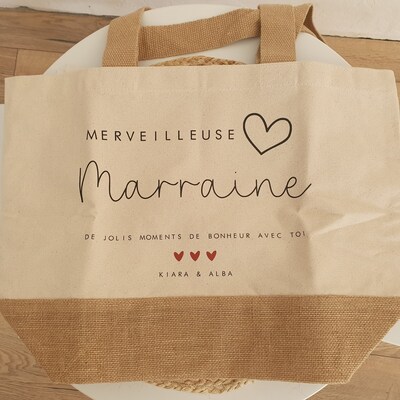 Petit sac Jute ma marraine chérie main image 1
