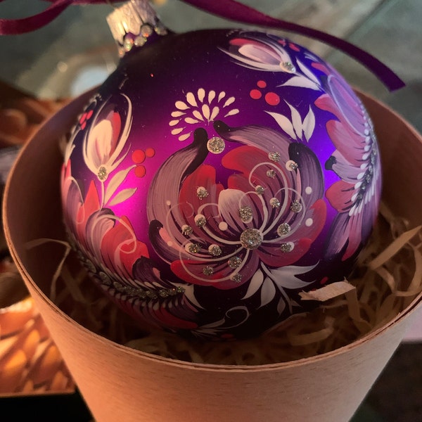 Purple Christmas Ornaments | Floral Christmas Tree Baubles, Ukrainian ...
