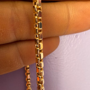 10K Yellow Gold Round Box Chain | Real Gold Italian Venetian