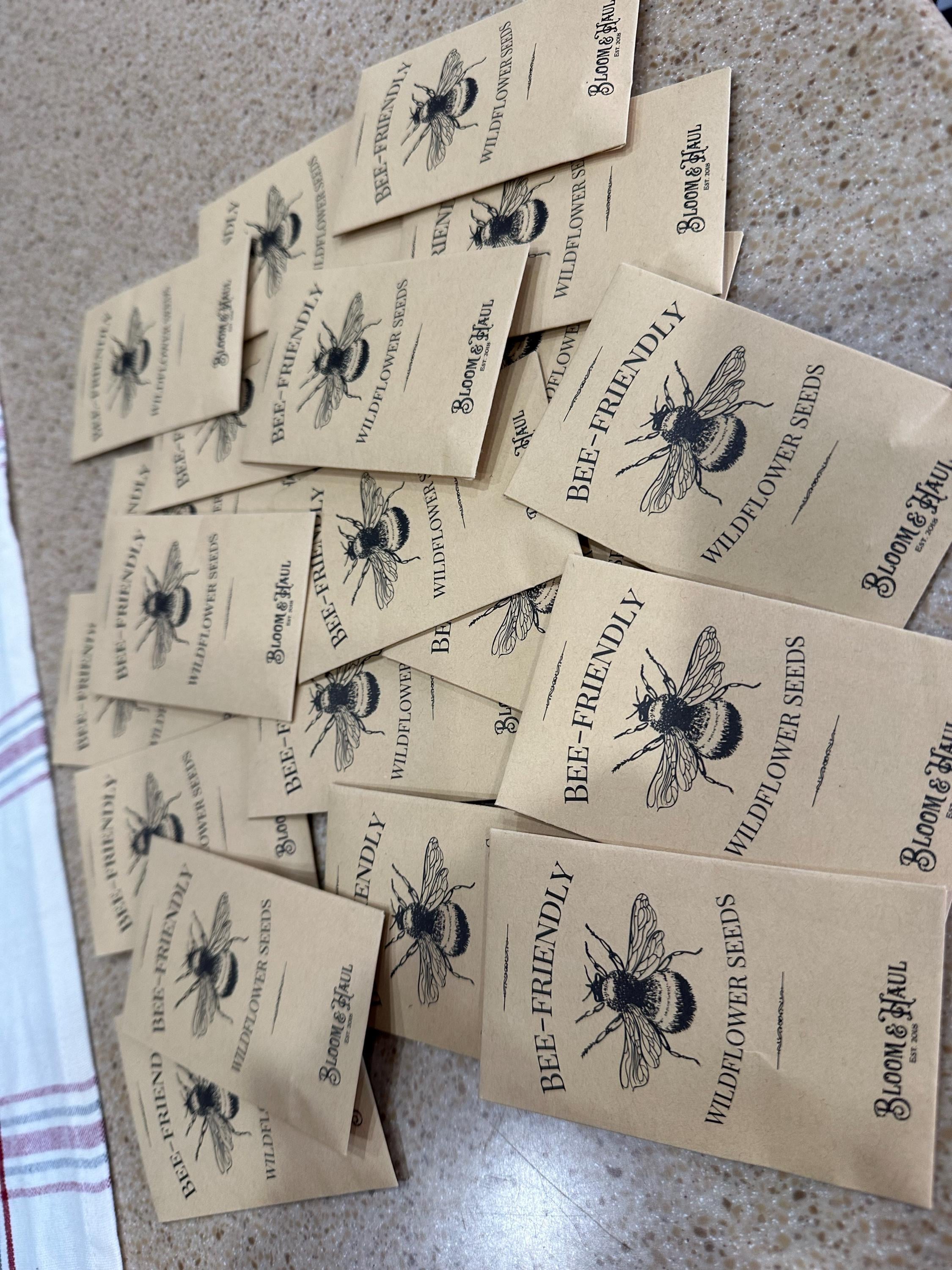 Bee-Friendly Bee Seeds  ( Set of 10)  Seeds for Pollinators - Mother's Day, Wedding Favor, Eco-Friendly Gift, Wildflower Seed Favors