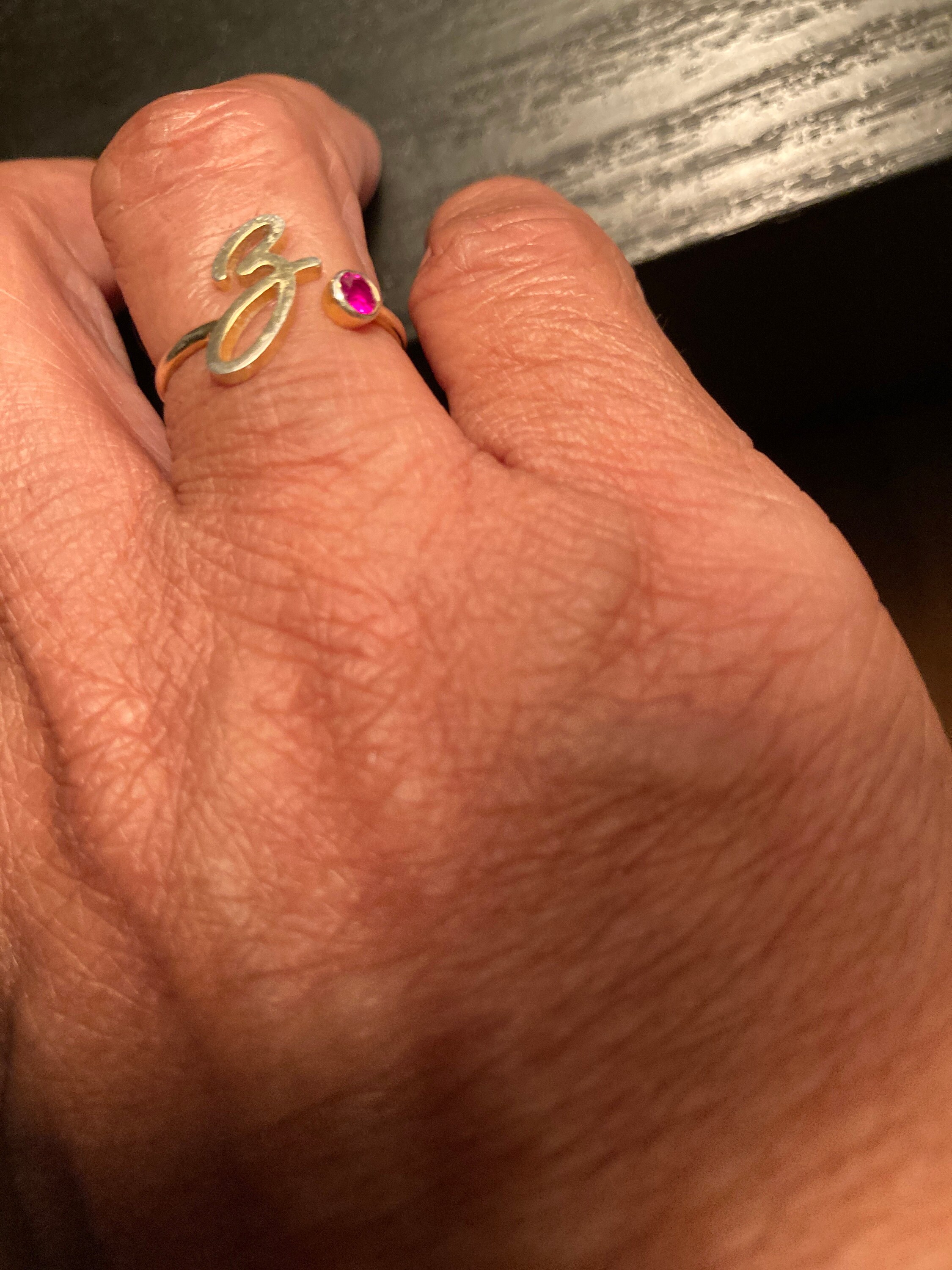 Custom Initial Birthstone Ring • Personalized Sterling Silver Initials Ring • Custom Name Gemstone Mother Ring • Mother Child Ring • RM06F48