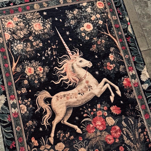 Mystical Folklore Unicorn Rug | Whimsical Room Decor Morris Inspired ...