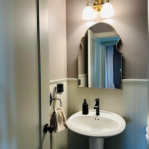 Italian Antique Brass Mirror, Wavy Irregular Bathroom Mirror Aesthetic Luxurious Wall Mirror