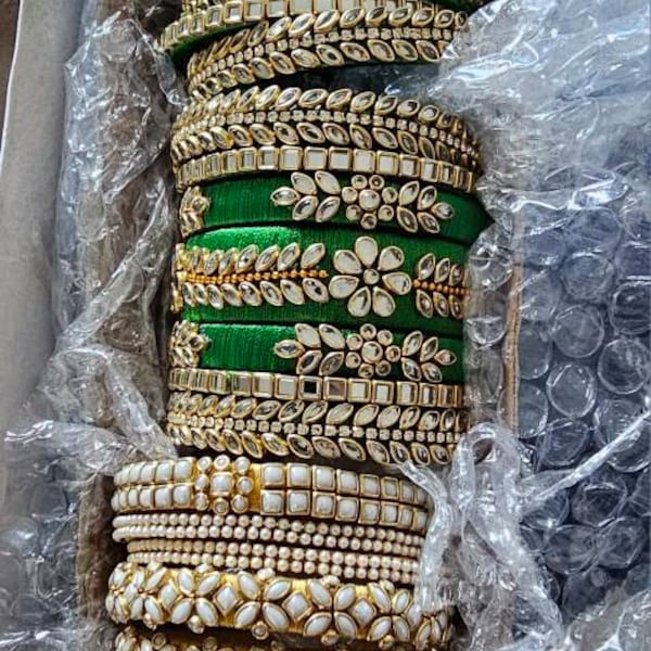 Silk Thread Indian Bangles Set - Etsy