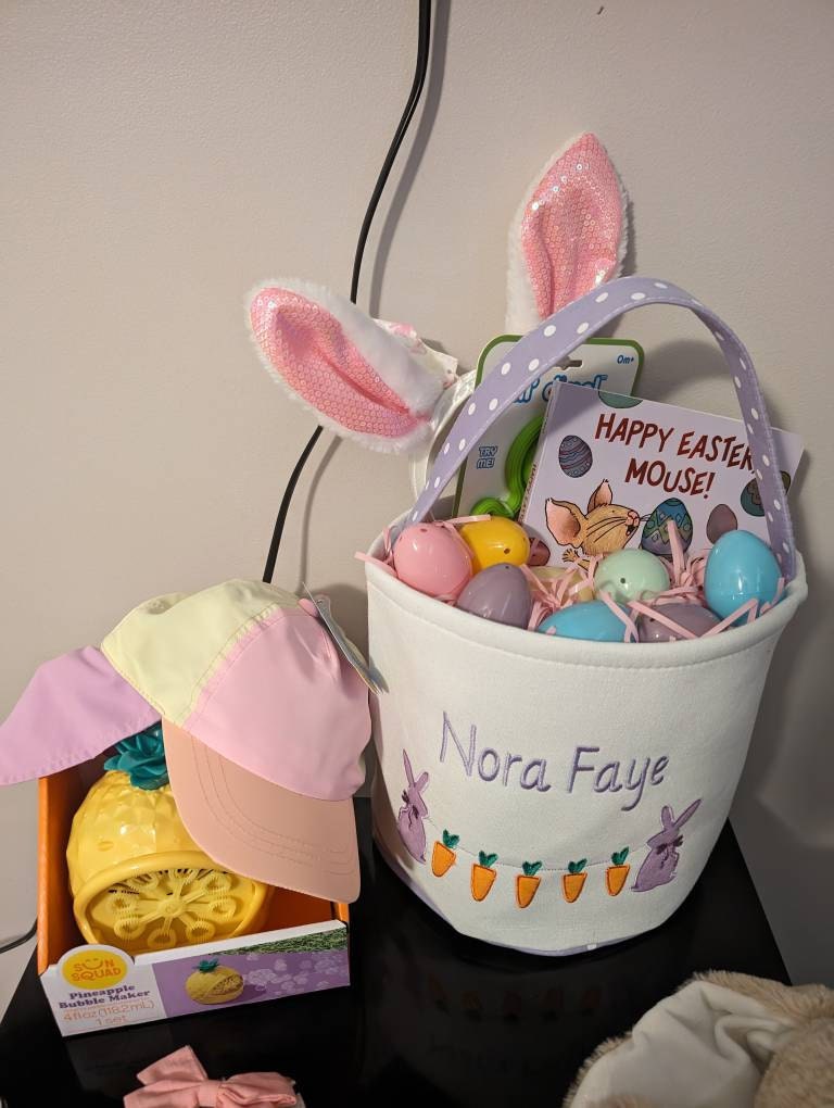 Easter basket, Personalized Easter Basket, monogram easter basket, girls basket, boys basket, girls easter basket, embroidered, rabbit