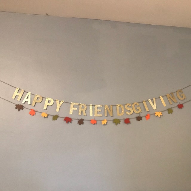  JKQ Colorful Happy Friendsgiving Banner Thanksgiving
