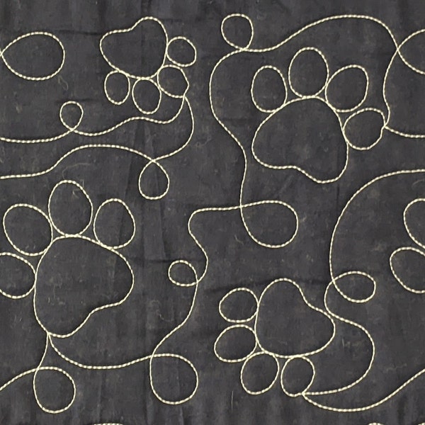 Paw Print Edge to Edge Quilting Design: Continuous Line Dog or Cat Paws ...