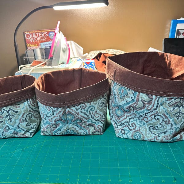 Reversible Fabric Basket PDF Sewing Pattern, DIY Fabric Storage 5 Sizes ...