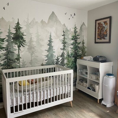 Mountain and Trees Peel and Stick Wall Mural Self Adhesive Nursery Wall ...