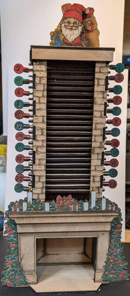 Santa in the Chimney, Christmas Advent Countdown Calendar, Laser Cutting