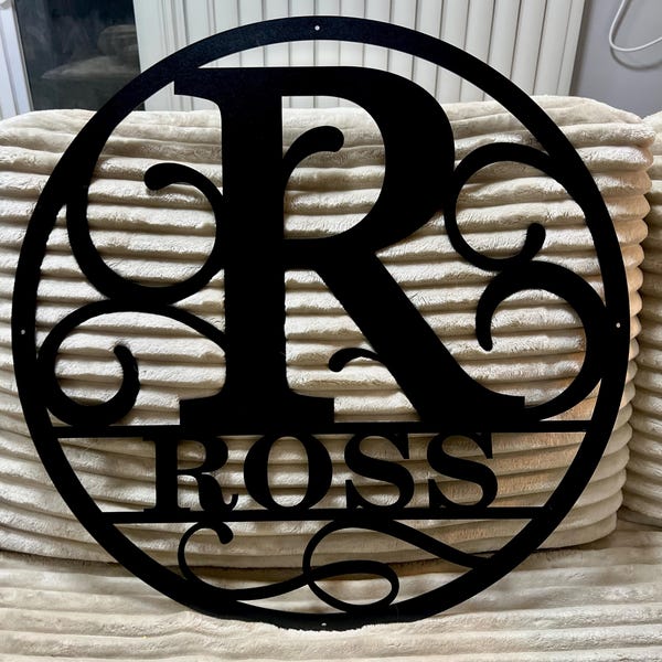 Personalized Metal Monogram Name Sign - Custom Family Name Sign ...