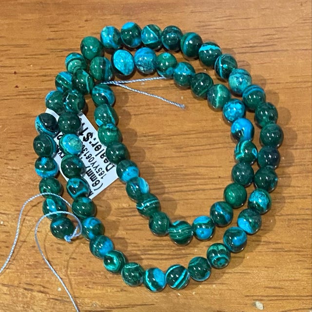 Extremely Rare Natural Blue Chrysocolla Green Malachite 6mm 8mm