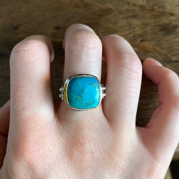 Turquoise Ring ~ Sterling Silver 925 ~ Handmade ~ Statement ~ Hippie ...