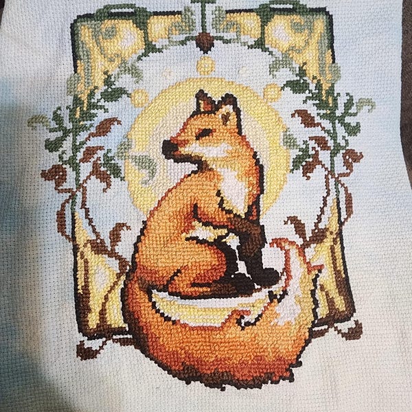 Art Nouveau Fox - Fancy Fox - Floral Arrangement - Forest Cross Stitch ...