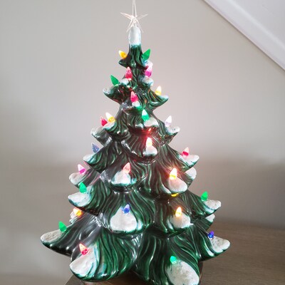 Wood Ceramic Christmas Tree Base With Light - Etsy