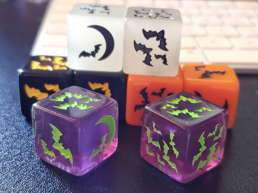 Bat Dice / Set of 2 / D6 - Bats Halloween, Spooky