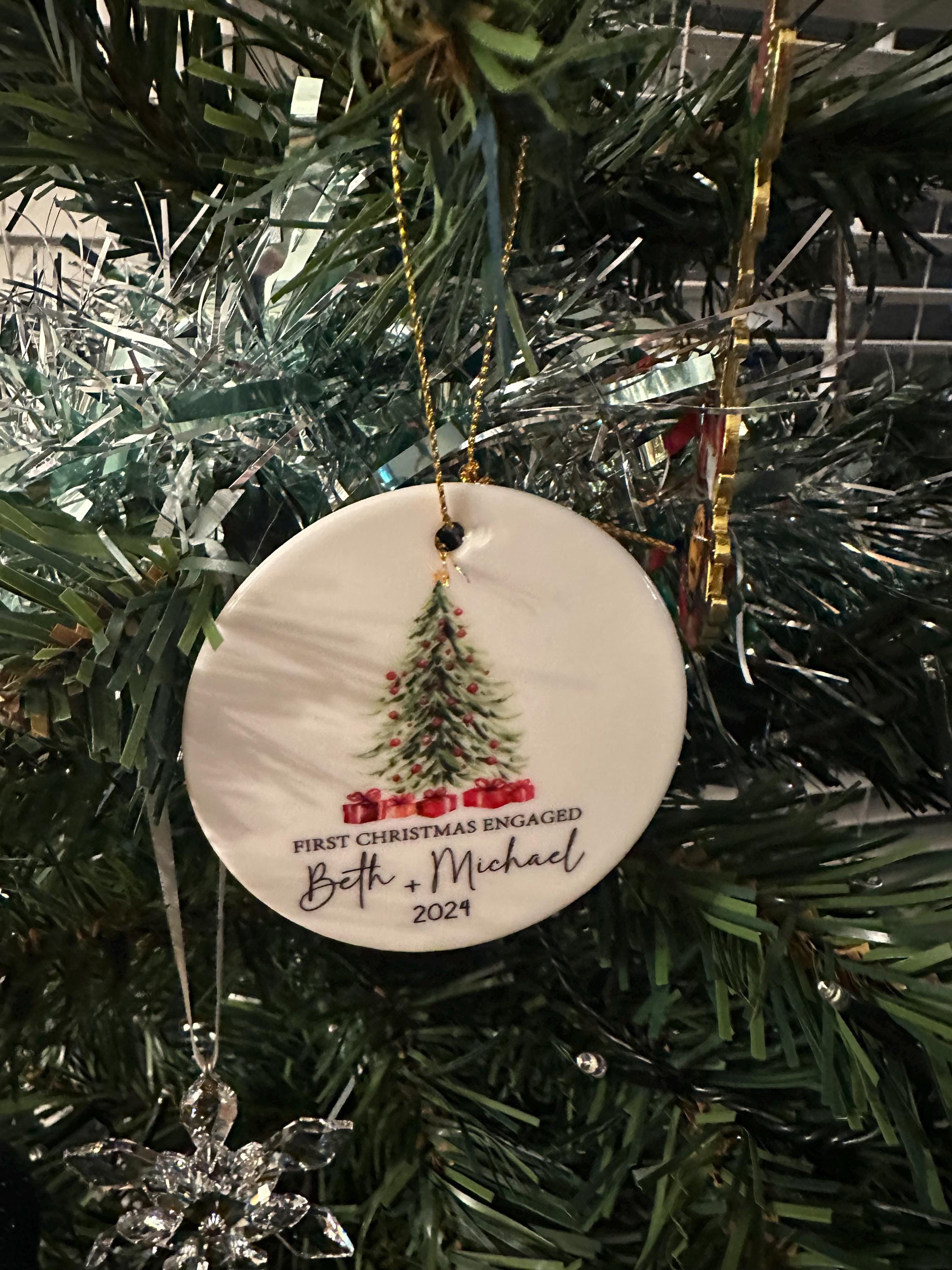 First Christmas Engaged Ornament, Engagement Gifts Ornament, 1st Christmas Engaged Baubles, Keepsake Gifts, Gifts for Couple