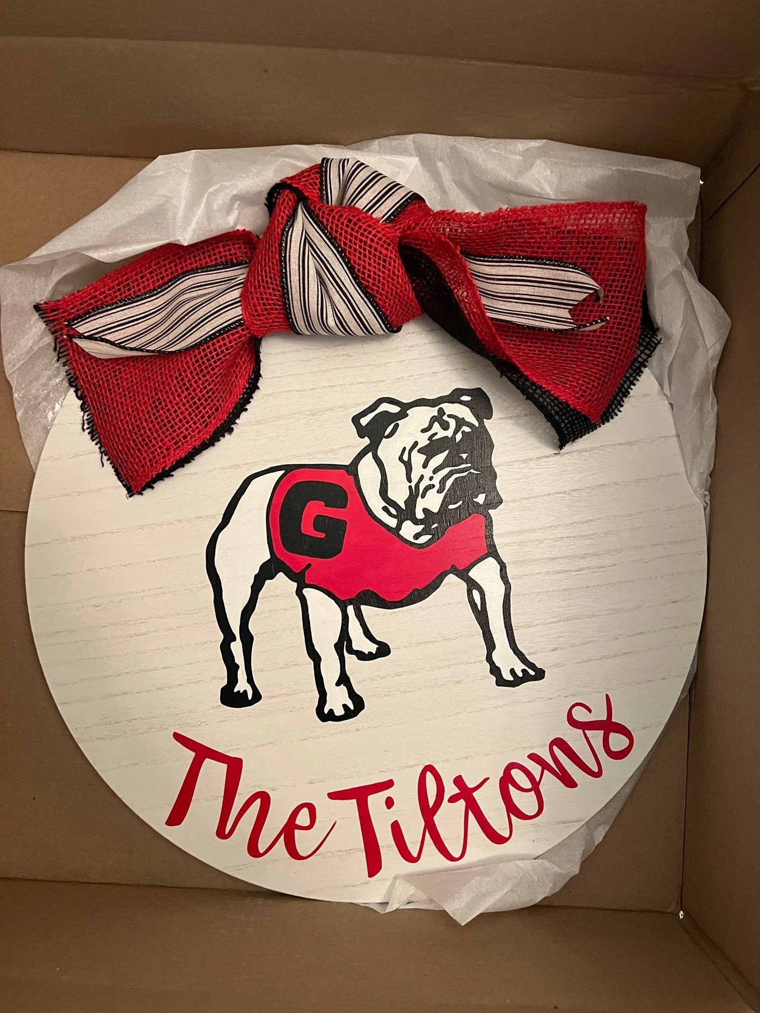 Bulldog Door Hanger, Front Door Decor, Go Dawgs, Bulldog sign, Georgia Sign, Football Decor, Football sign