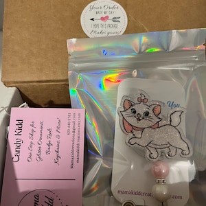 Glitter character badge reel permanent badge reel cat badge striped cheshire alice inspired handmade