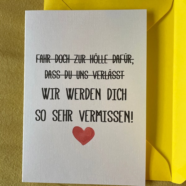 Lustige Karte Abschied Kollege Kollegin Rente Ruhestand A4 A5 extra