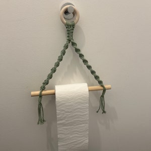 Macrame Kitchen Roll Holder, Sage Green Paper Towel Hanger, Rope