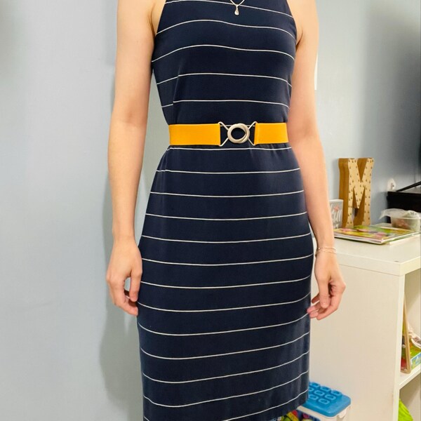 Stretchy Chic Elastic Belt Blue Denim