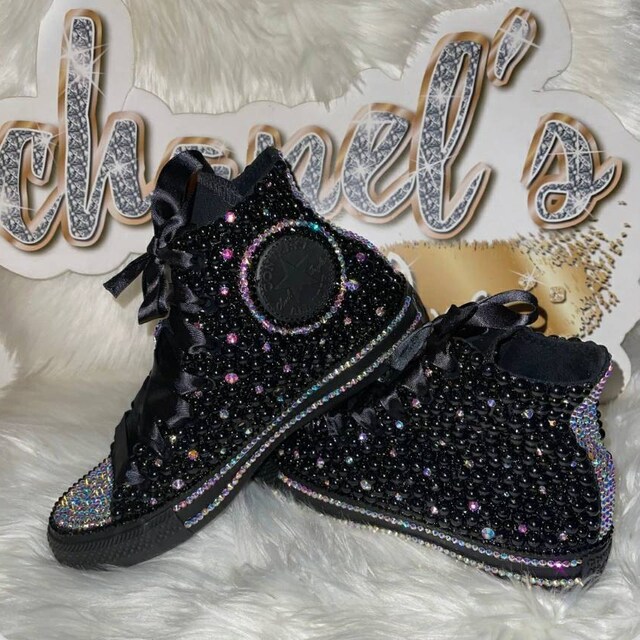 Women's Red/black Bling Converse All Star Chuck Taylor