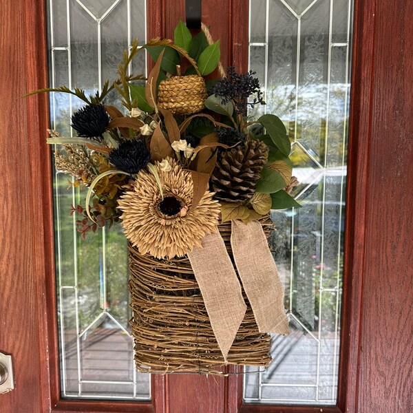 Fall Door Basket, Copper Door Basket, Harvest Basket, Fall Wall Decor