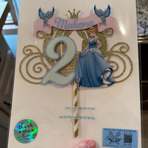 Cinderella Gold Glitter Carriage Cake Topper - Princess Party ...