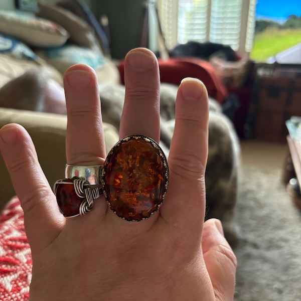 Forest Light Ring | Silver Baltic Amber Ring | Tears of the Sun Collection