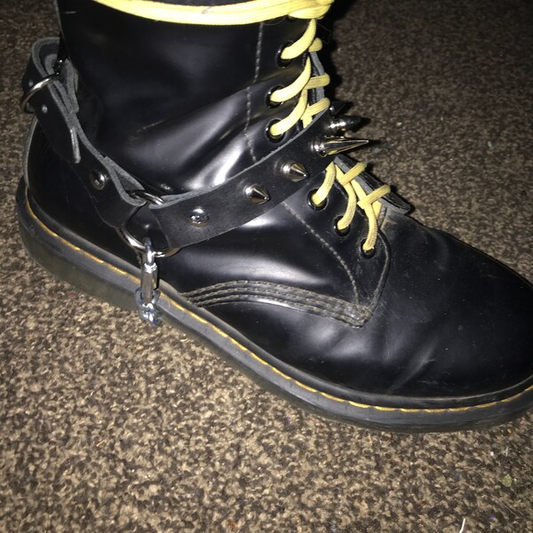 Unisex Spike Leather Bootstrap W/ Chain FREE SHIPPING / SINGLE Boot ...