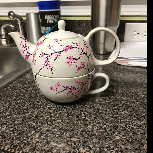 Cherry Blossoms Tea for One Tea Pot with Cup and Saucer Etsy