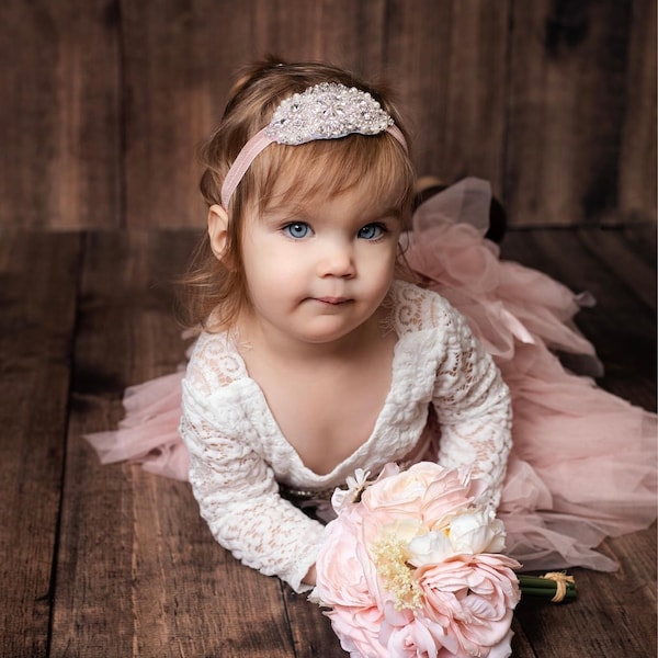rose gold flower girl dress toddler Dusty rose baby girl dress with removable train, Tulle flower girl dre –  Colibri Fashion Studio main image 0