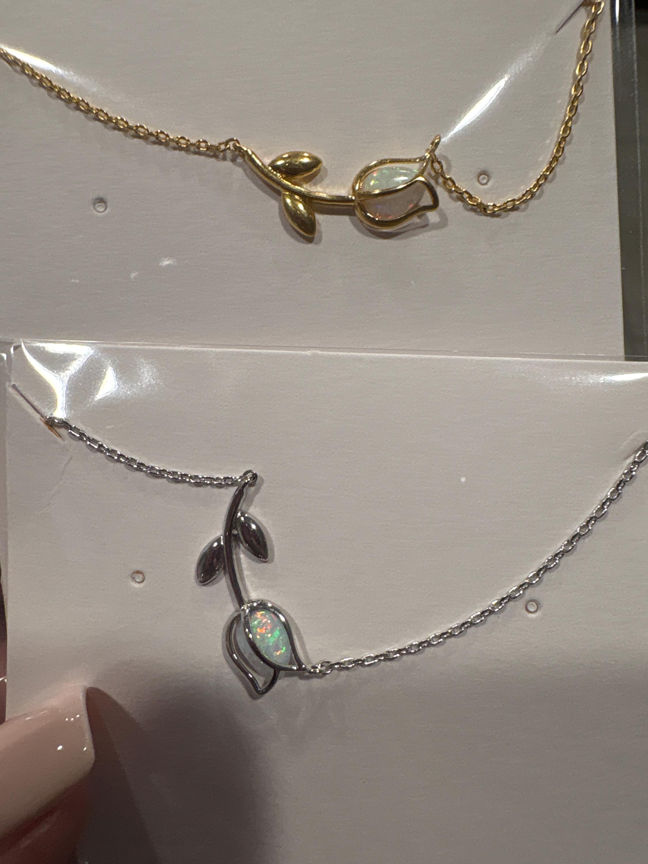 Dainty Encased Opal Tulip Wrap Necklace, Aesthetic, Simple, Gold, Silver Elegant, Minimal Jewelry, bridesmaid, Delicate, Layering Her Gift