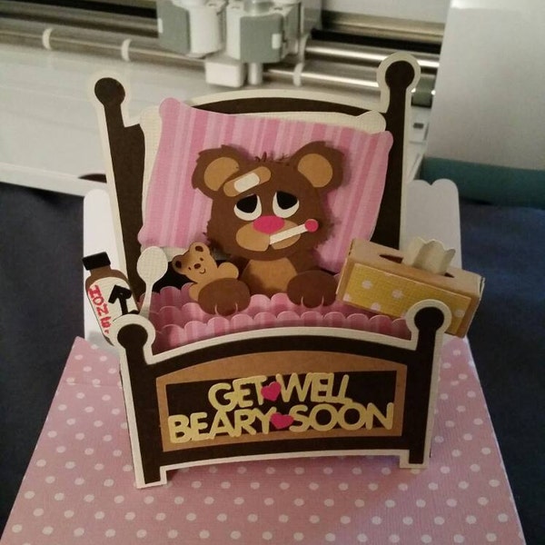 Get Well Bear Card in A Box 3D SVG - Etsy