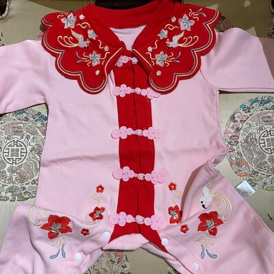 Luna Qipao Boy Romper – Nude Linen Cotton Baby Romper main image 0