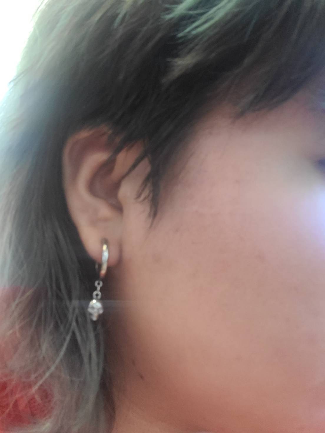 Pair of 316L Surgical Steel Hoop Earrings with Skull Dangle • 20ga