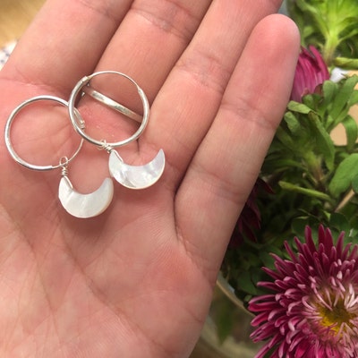 Orbit Sterling Silver Jade Hoops Simple 15mm Small Hoop Earrings Real