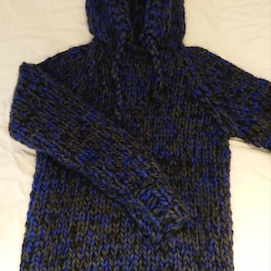 Hand Knitted WOOL and MOHAIR Mens Sweater With HOODIE Jumper Soft Fuzzy