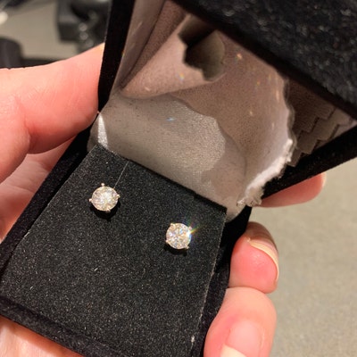 925 Sterling Silver 1 Carat Moissanite 4-Prong Stud Earrings main image 0