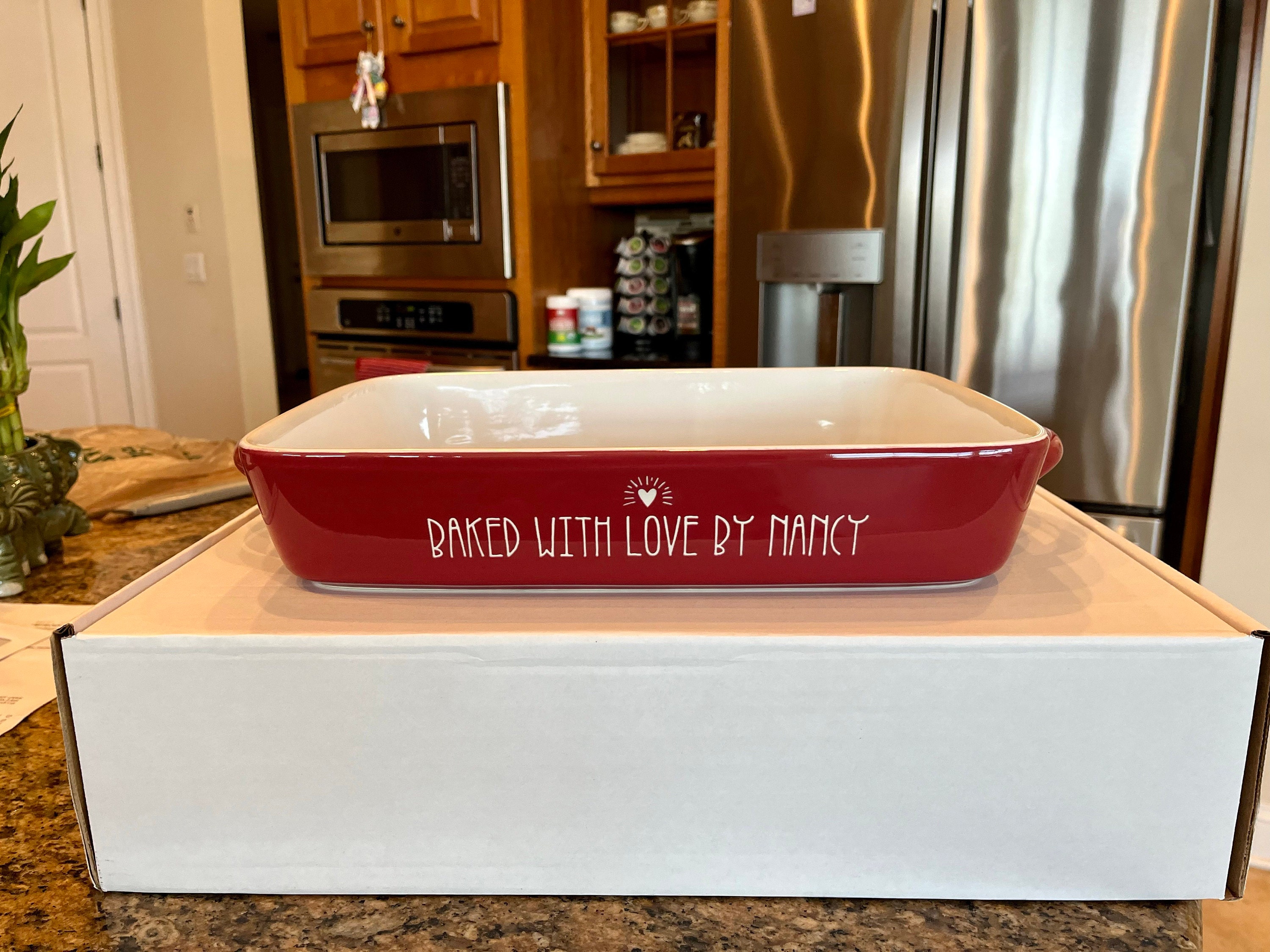 Made With Love Personalized Casserole Baking Dish, Personalized Cookware, Personalized Mother&#39;s Day Gift