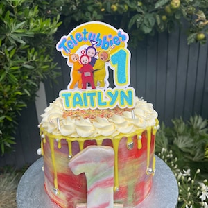Teletubbies Personnalise Glitter Card Cake Topper Nom Et Age Etsy