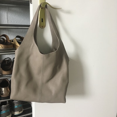 TASH Large Dark Brown Leather Bag Tote Hobo Bagslouchy Bag - Etsy