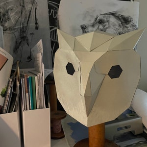 Owl 3D Papercraft Mask Template, Low Poly Paper Mask, Unique Halloween ...