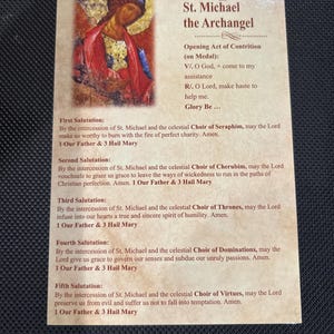 Chaplet of St. Michael the Archangel Prayer Card (1 Card) 4x6 Inch - Etsy