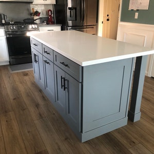 7ft White Color Kitchen Island With Black Quartz Top | Etsy