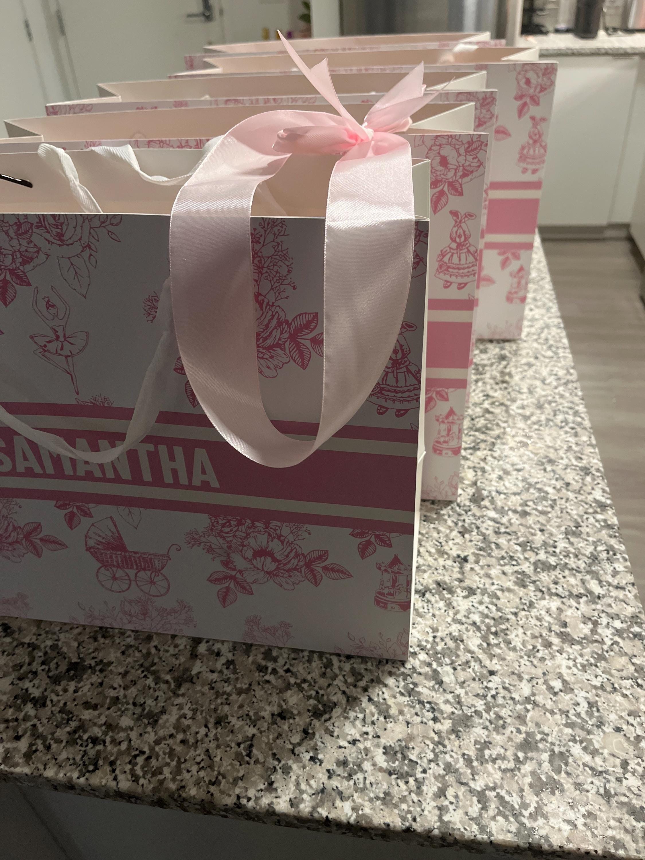 Benutzerdefinierte Toile De Jouy Geschenktüten | Personalisiert | Hochzeit | Brautjungfernantrag | Braut | Babyparty | Geburtstag | Junggesellinnenabschied