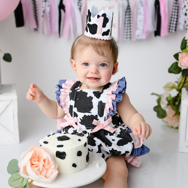 Girls Highland Cow on Purple Stripe Romper by Three Sisters