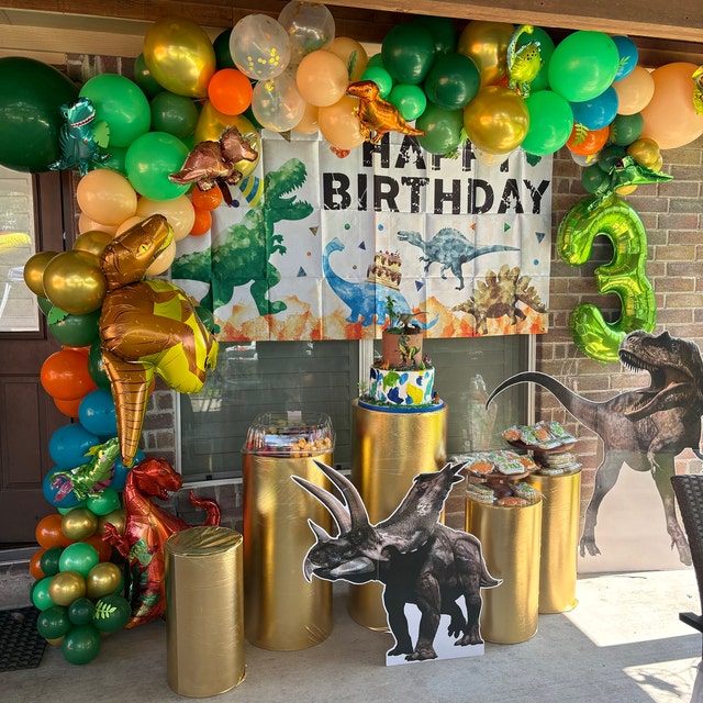 Green Balloon Arch Kit With Dinosaur Balloons, Dinosaur Theme Party Decoration With Green